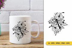 Dragonfly Flower Monogram SVG Bundle - CraftNest - Digital Crafting and Art