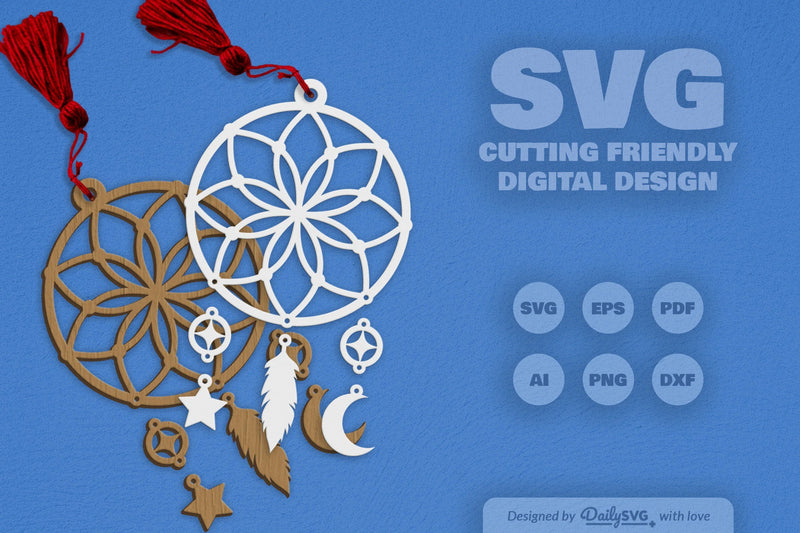 Dream Catcher Laser Cut Set Clipart SVG Bundle - CraftNest - Digital Crafting and Art