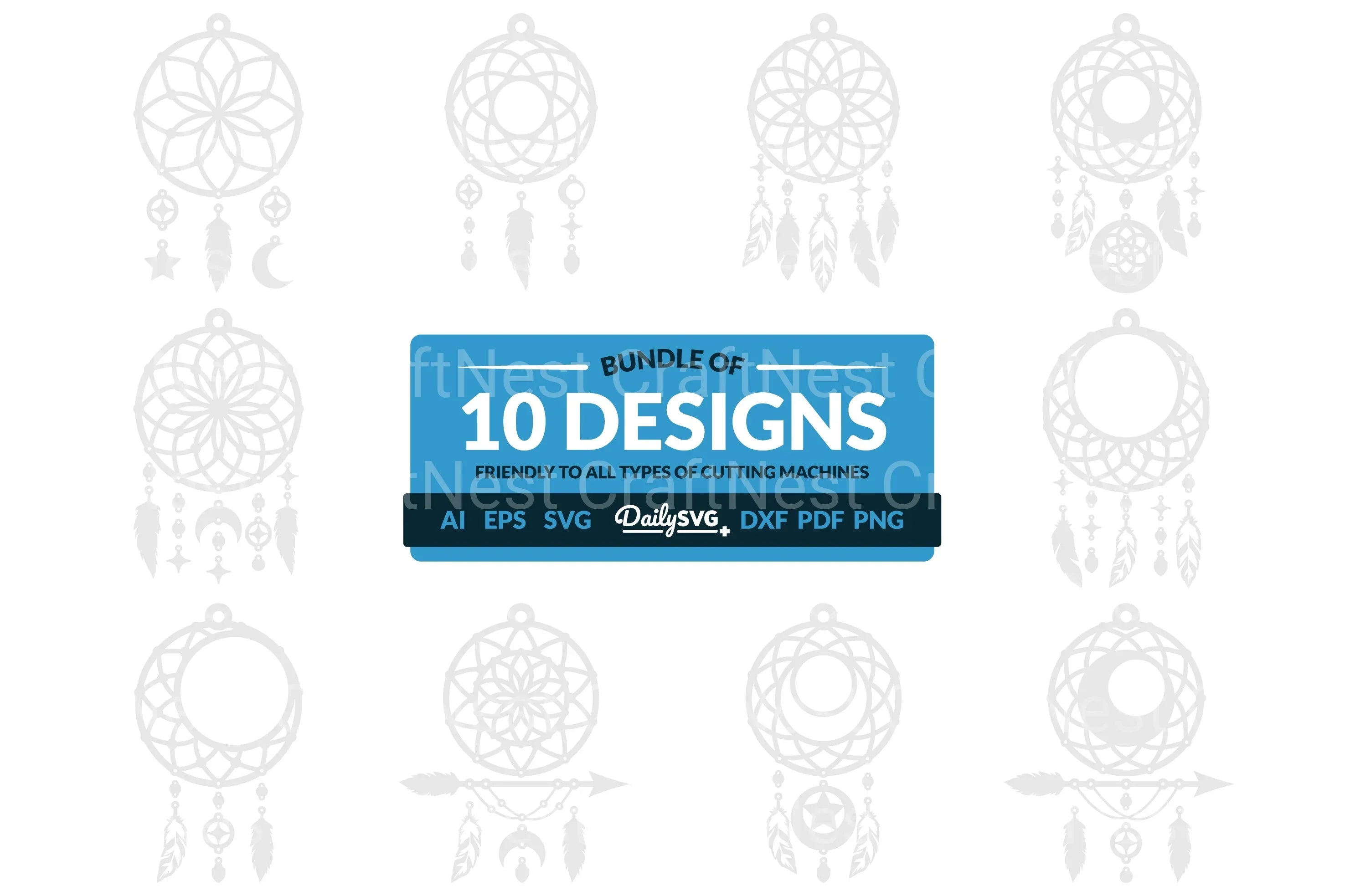 Dream Catcher Laser Cut Set Clipart SVG Bundle