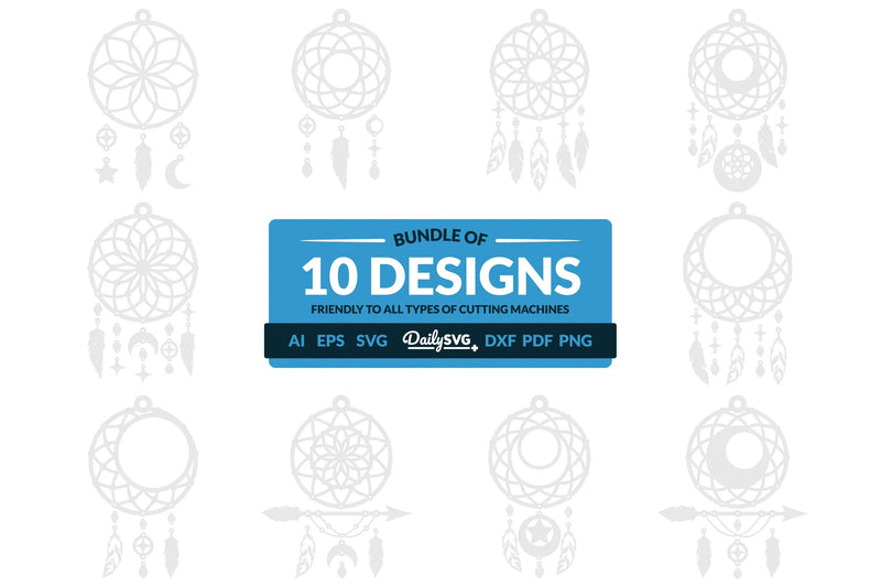 Dream Catcher Laser Cut Set Clipart SVG Bundle - CraftNest - Digital Crafting and Art