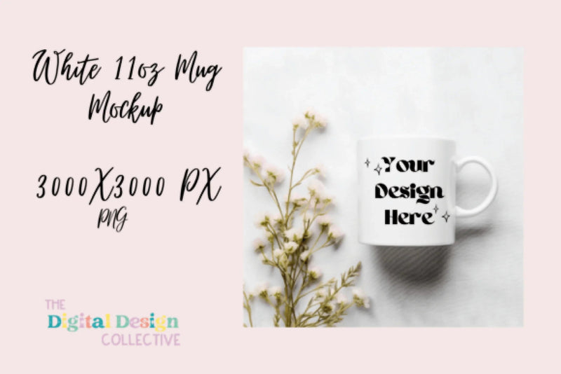 Floral Coffee Mug Mockup Design - CraftNest - Digital Crafting and Art