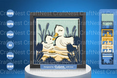 Duck Mom and Baby Papercut SVG Bundle - CraftNest - Digital Crafting and Art