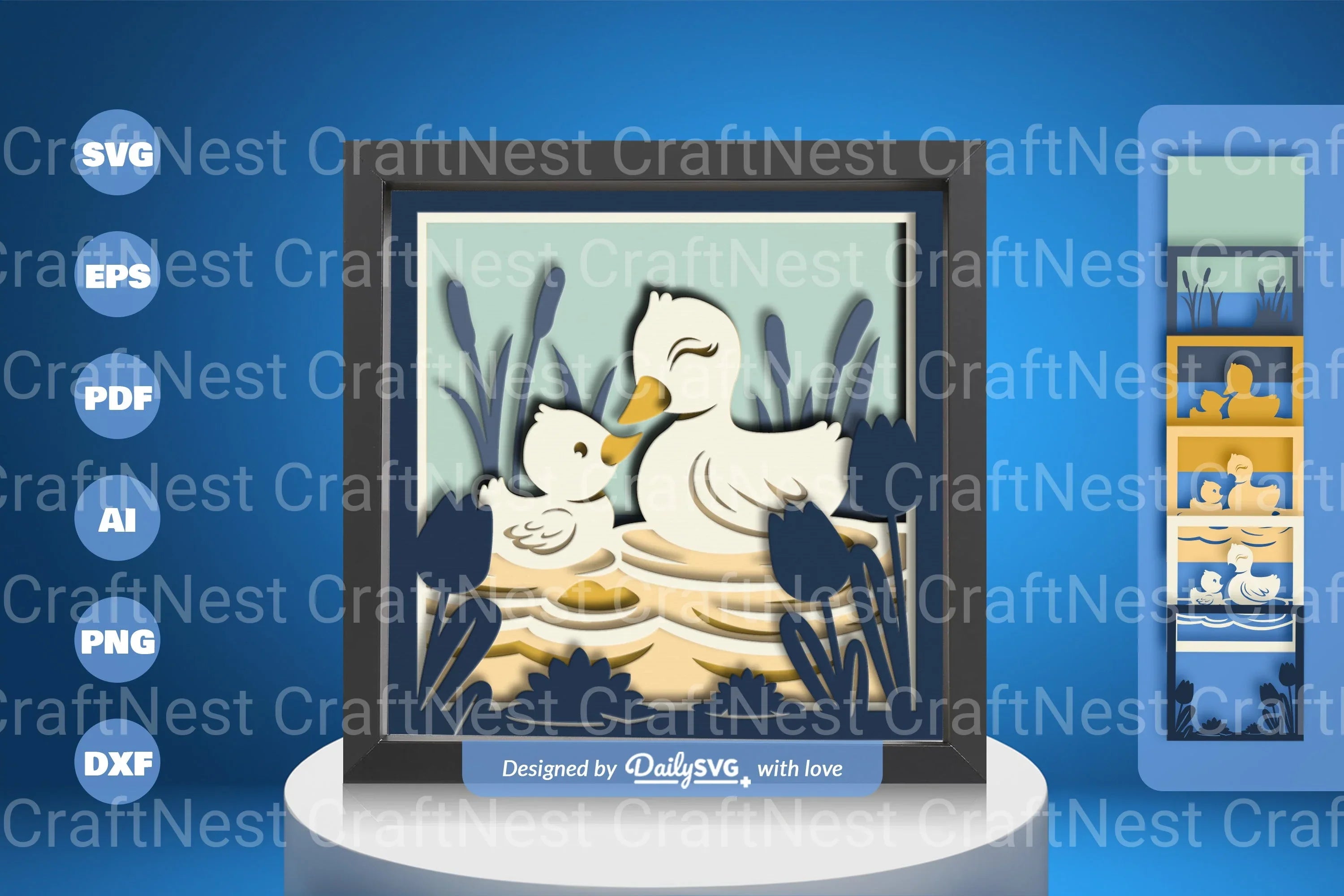 Duck Mom and Baby Papercut SVG Bundle