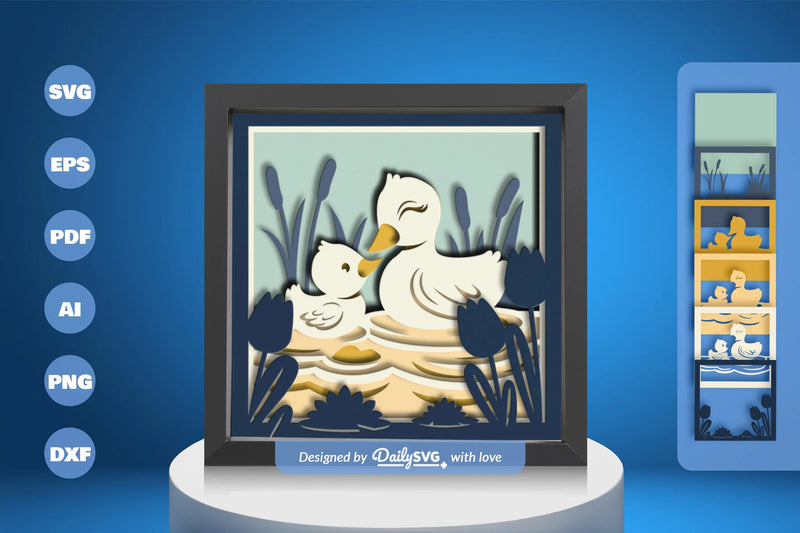 Duck Mom and Baby Papercut SVG Bundle - CraftNest - Digital Crafting and Art
