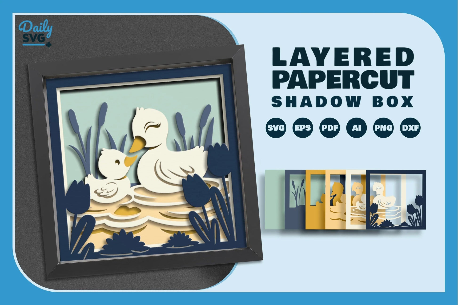 Duck Mom and Baby Papercut SVG Bundle - CraftNest - Digital Crafting and Art