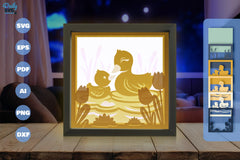 Duck Mom and Baby Papercut SVG Bundle - CraftNest - Digital Crafting and Art