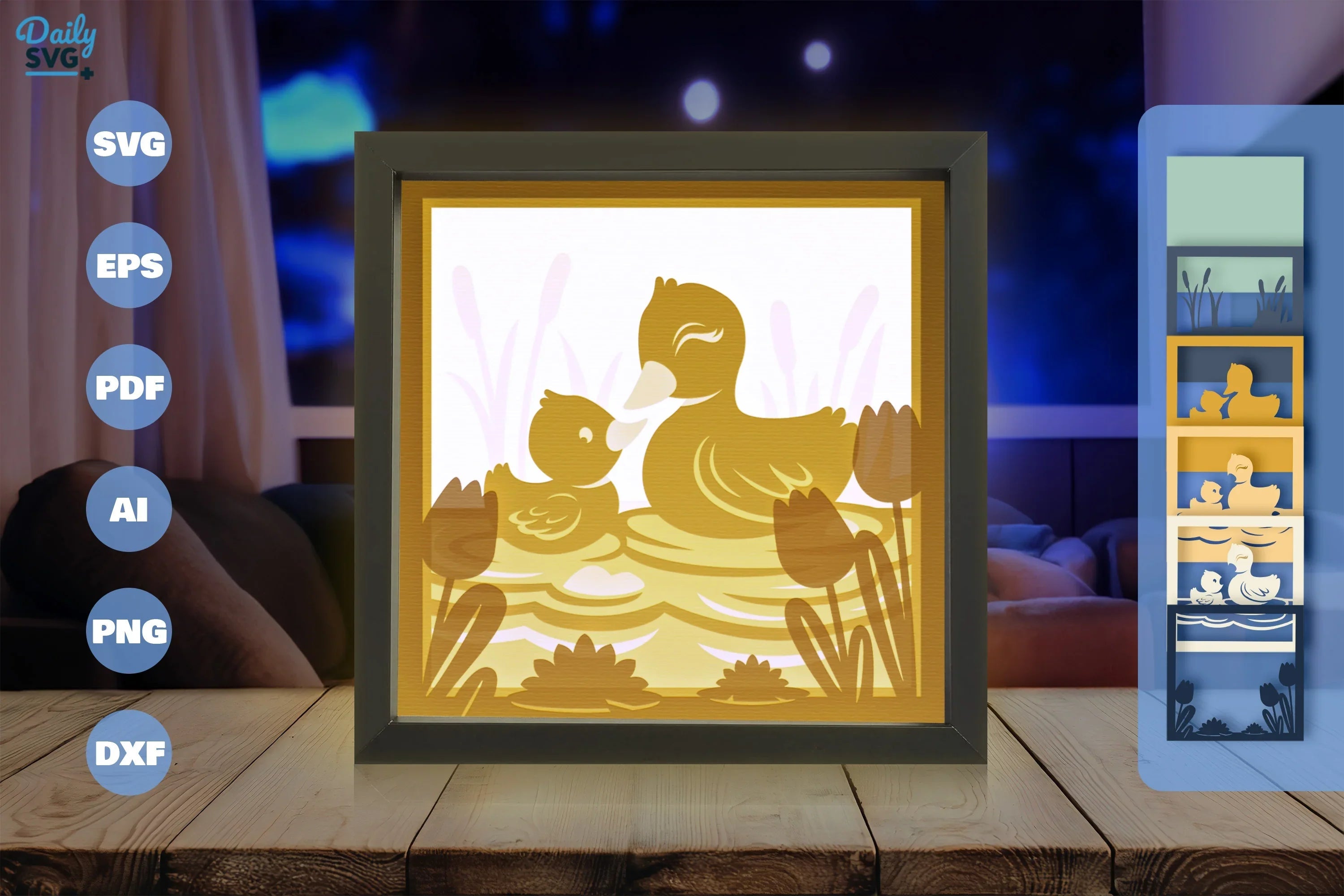 Duck Mom and Baby Papercut SVG Bundle - CraftNest - Digital Crafting and Art