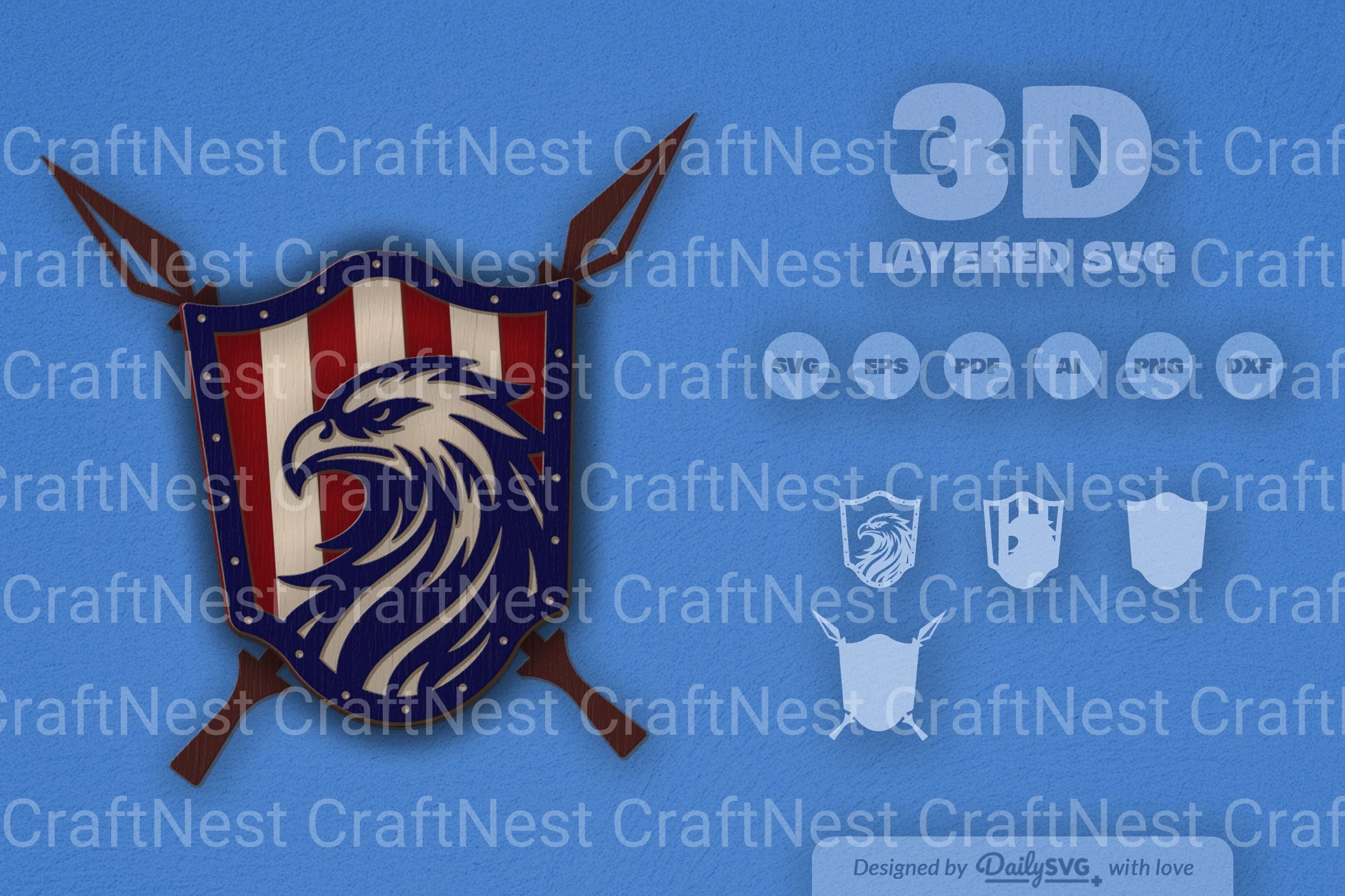 Eagle Shield Laser Cut SVG Bundle