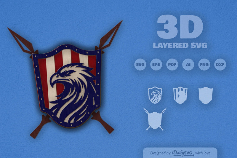 Eagle Shield Laser Cut SVG Bundle - CraftNest - Digital Crafting and Art