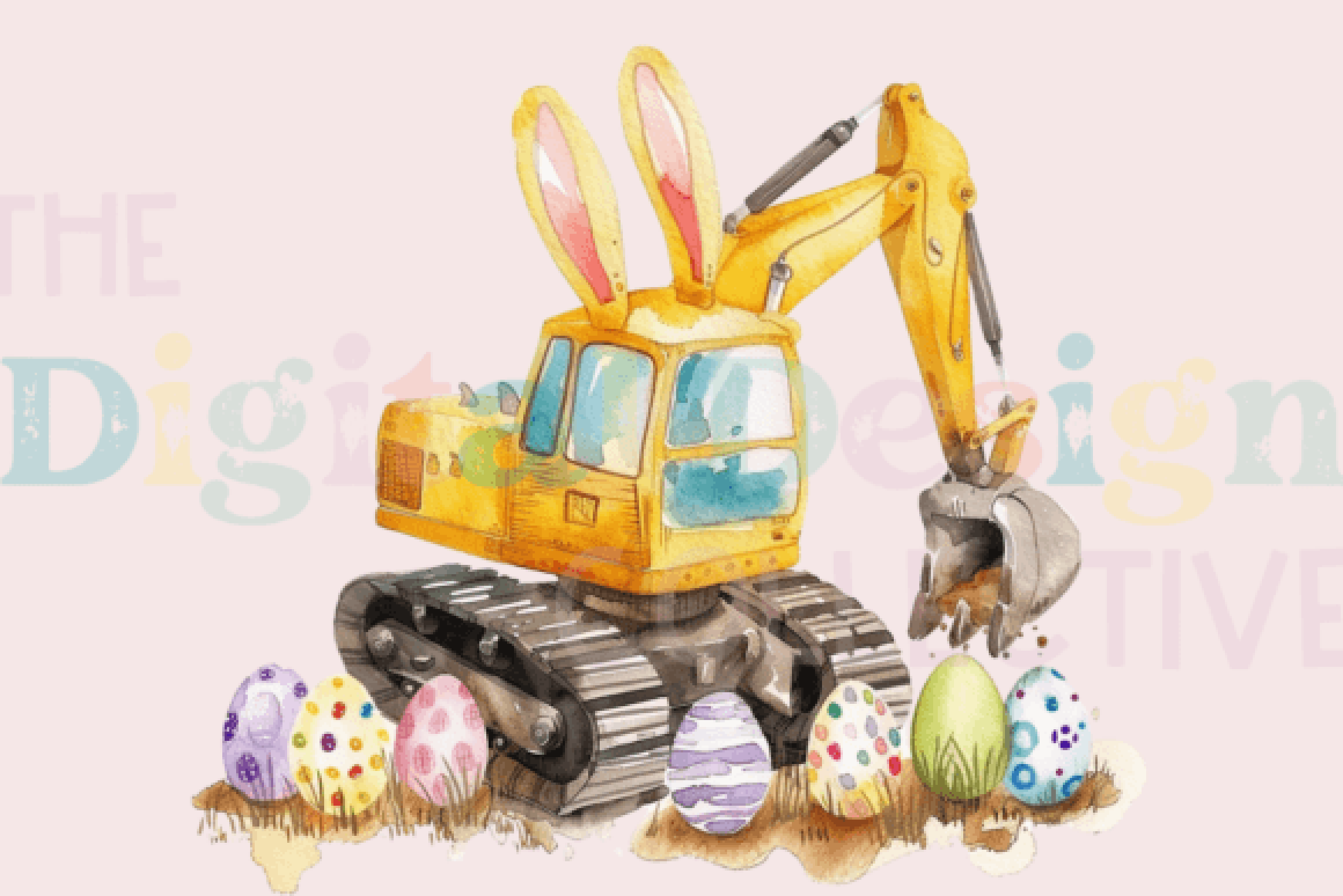 Easter Bunny Construction Truck Clipart Bundle