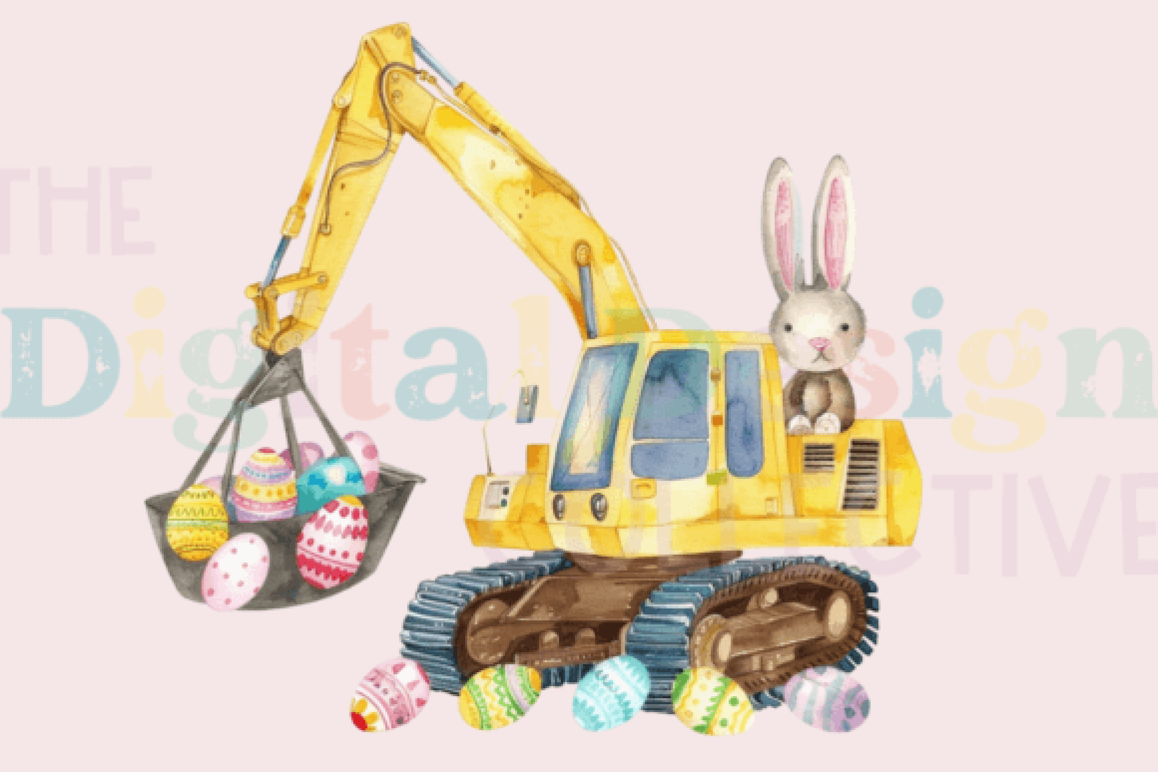 Easter Construction Truck Eggscavator Clipart Bundle