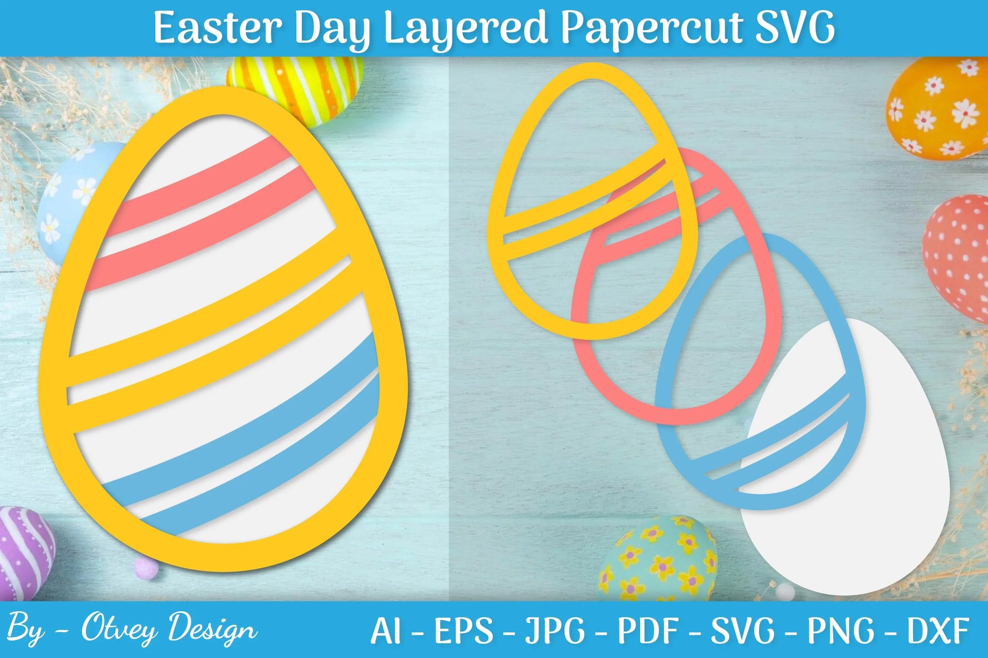 Easter Egg Layered Papercut SVG Bundle 6 - CraftNest - Digital Crafting and Art