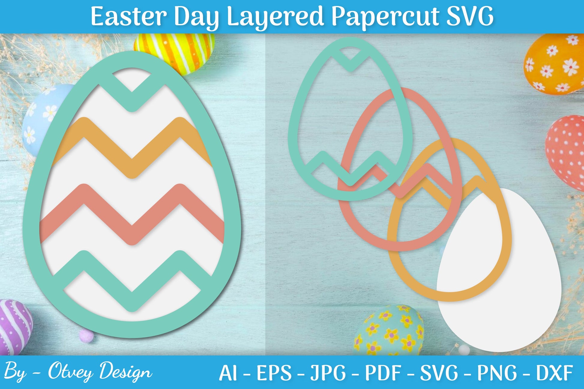Easter Egg Layered Papercut SVG Bundle 7 - CraftNest - Digital Crafting and Art