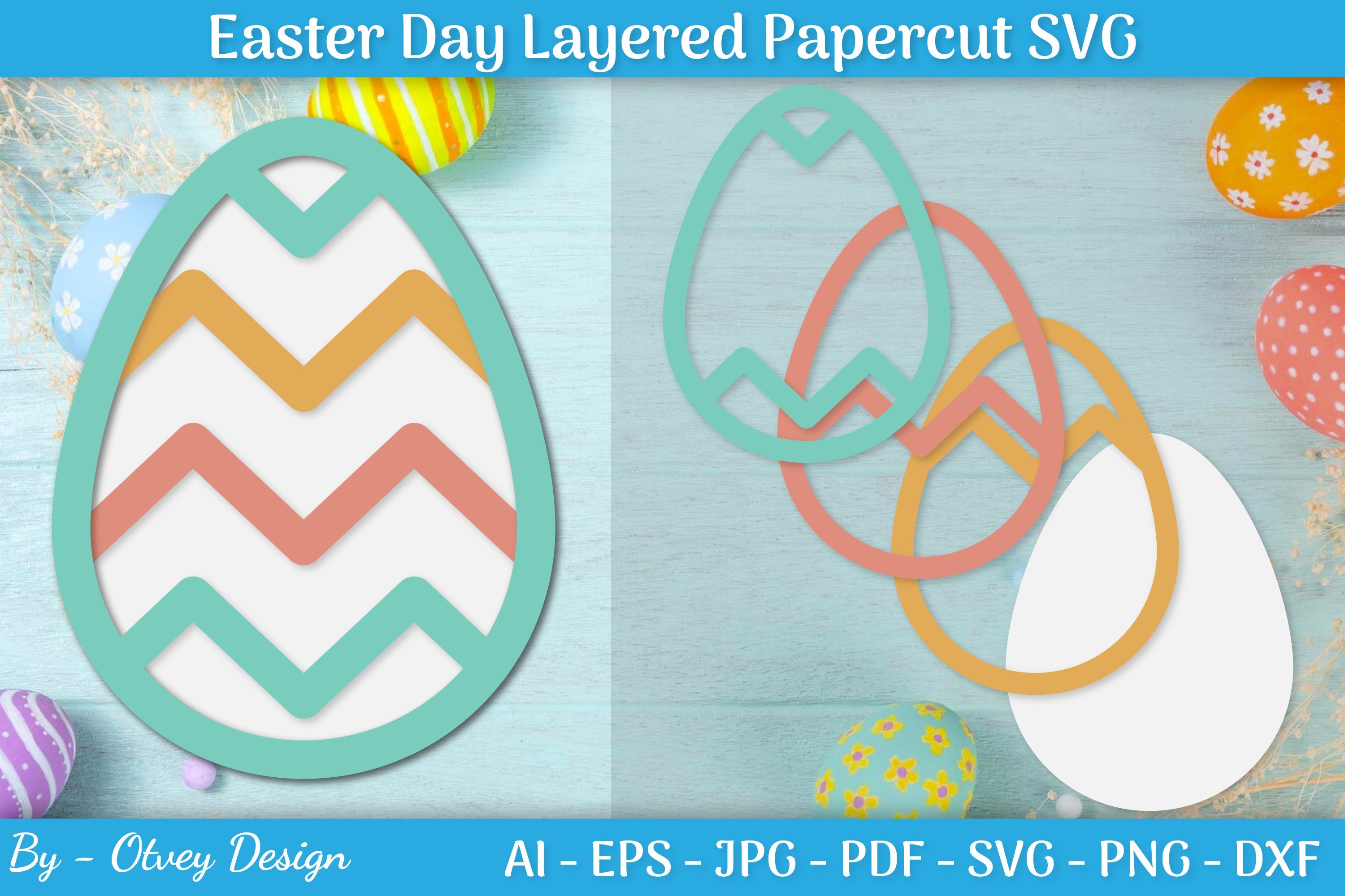 Easter Egg Layered Papercut SVG Bundle 7 - CraftNest - Digital Crafting and Art