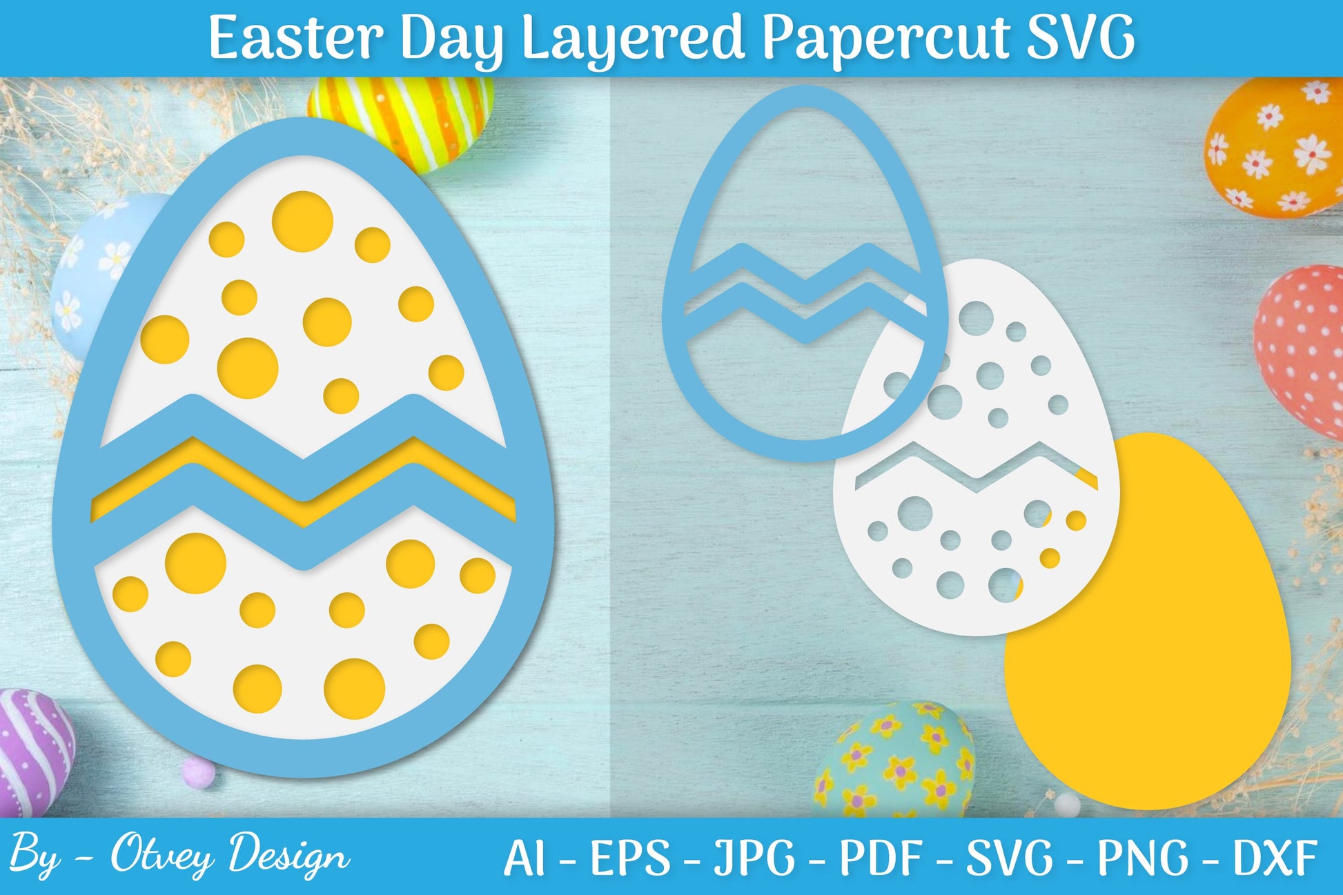 Easter Egg Layered Papercut SVG Bundle 8 - CraftNest - Digital Crafting and Art