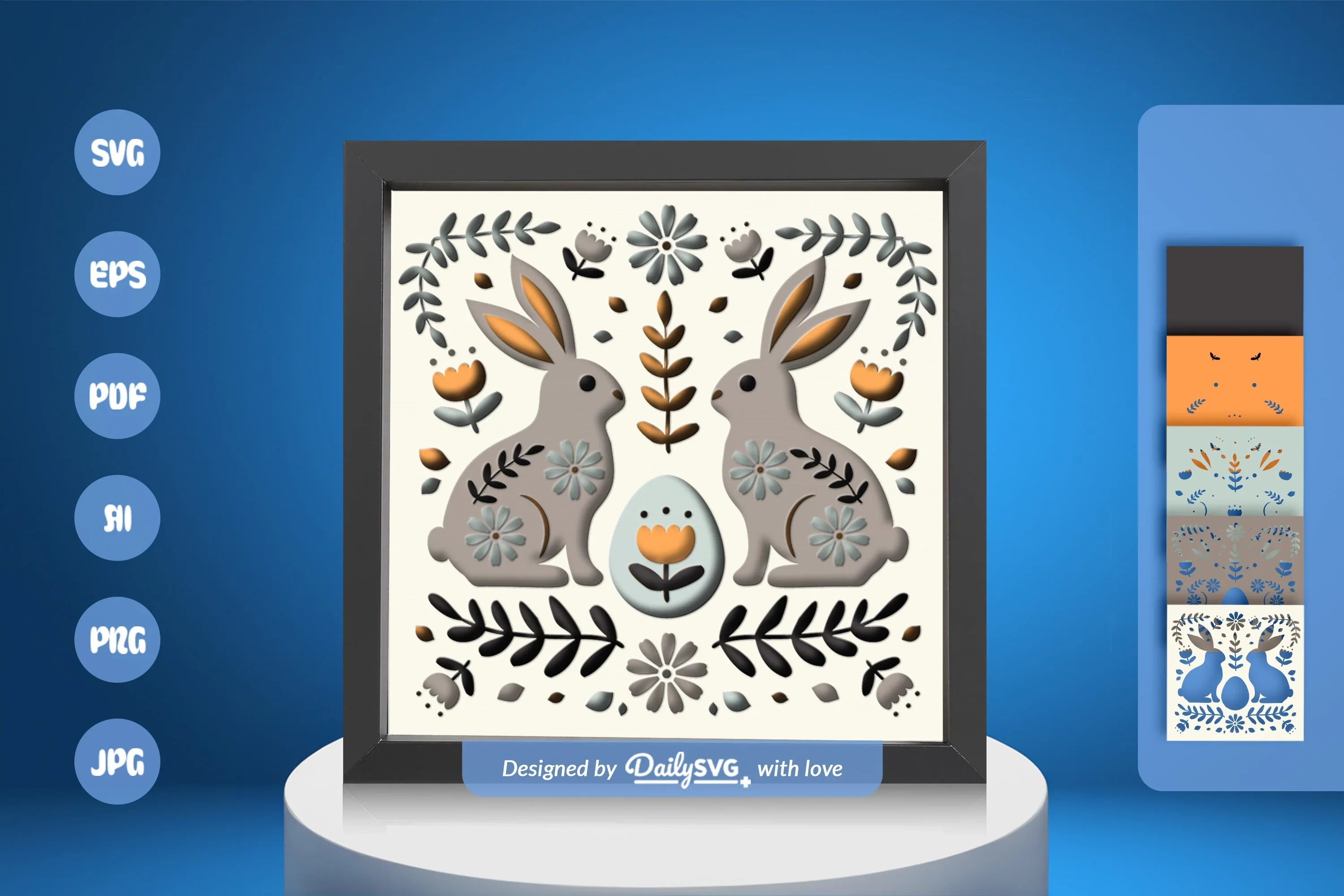 Easter Bunny Folk Art Papercut SVG Bundle - CraftNest - Digital Crafting and Art