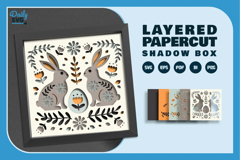 Easter Bunny Folk Art Papercut SVG Bundle - CraftNest - Digital Crafting and Art