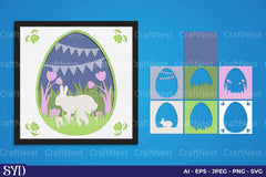 Easter Bunny Layered Papercut SVG Bundle - CraftNest - Digital Crafting and Art