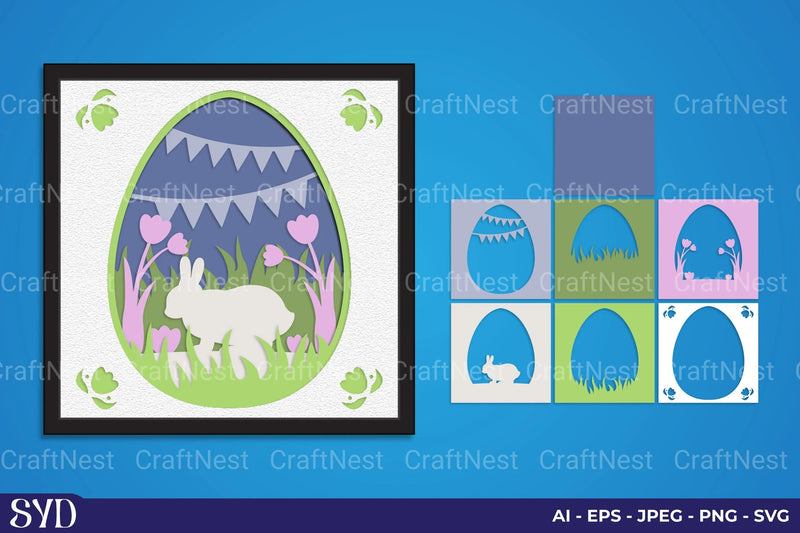 Easter Bunny Layered Papercut SVG Bundle - CraftNest - Digital Crafting and Art
