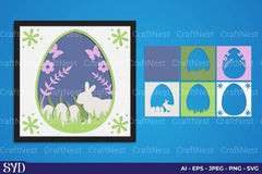 Easter Bunny Layered Papercut SVG Bundle Clipart - CraftNest - Digital Crafting and Art