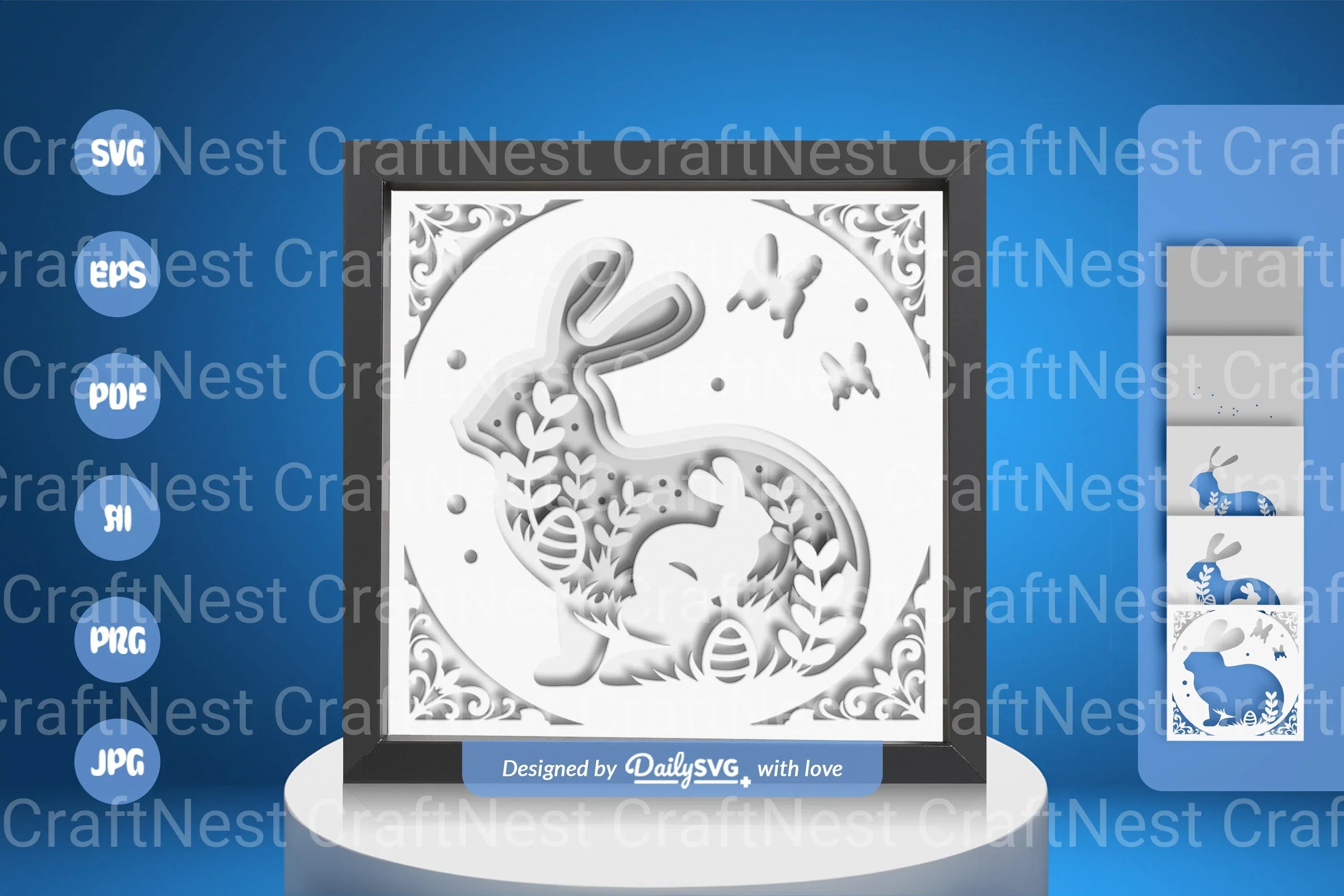 Easter Bunny White Papercut SVG Bundle