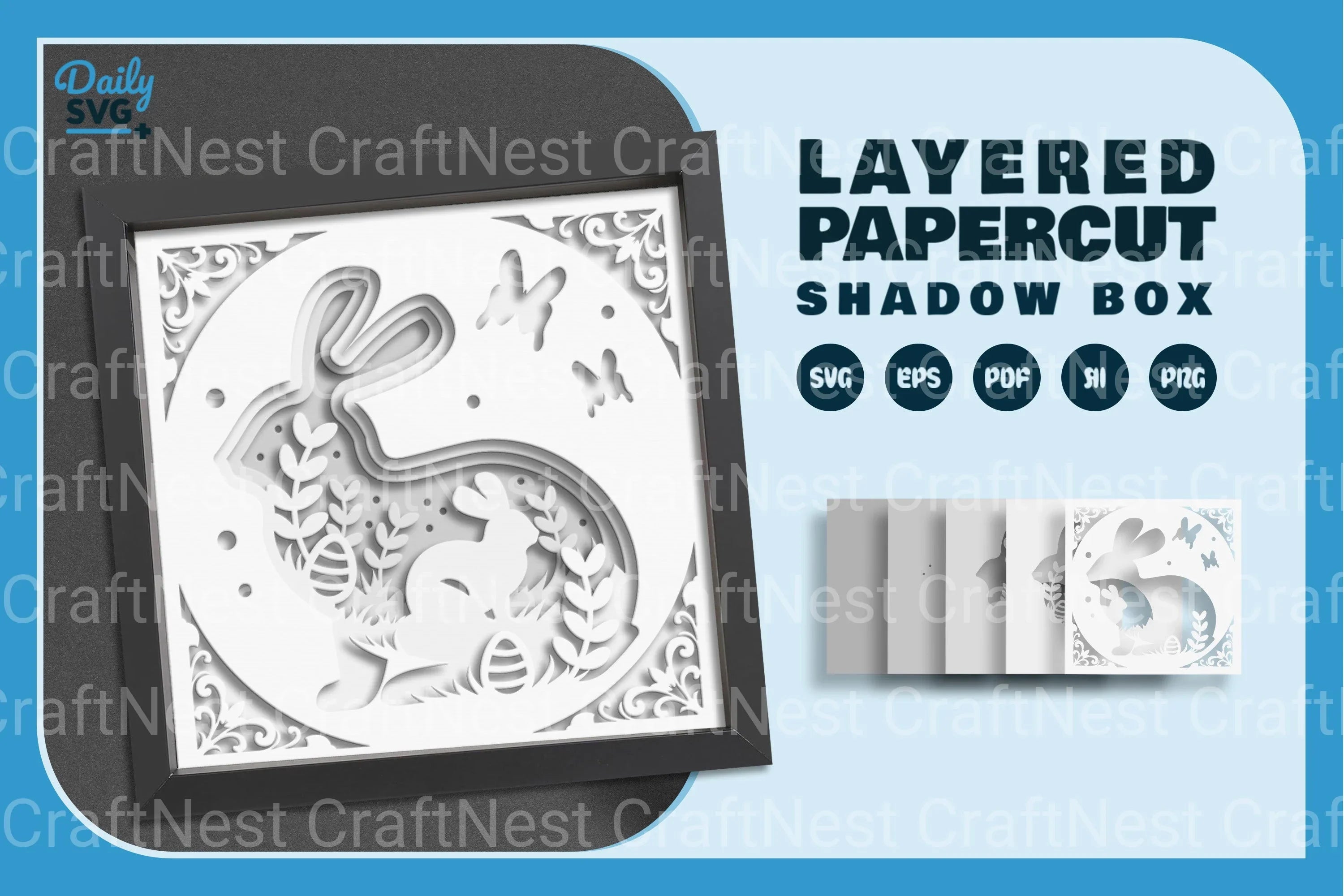 Easter Bunny White Papercut SVG Bundle