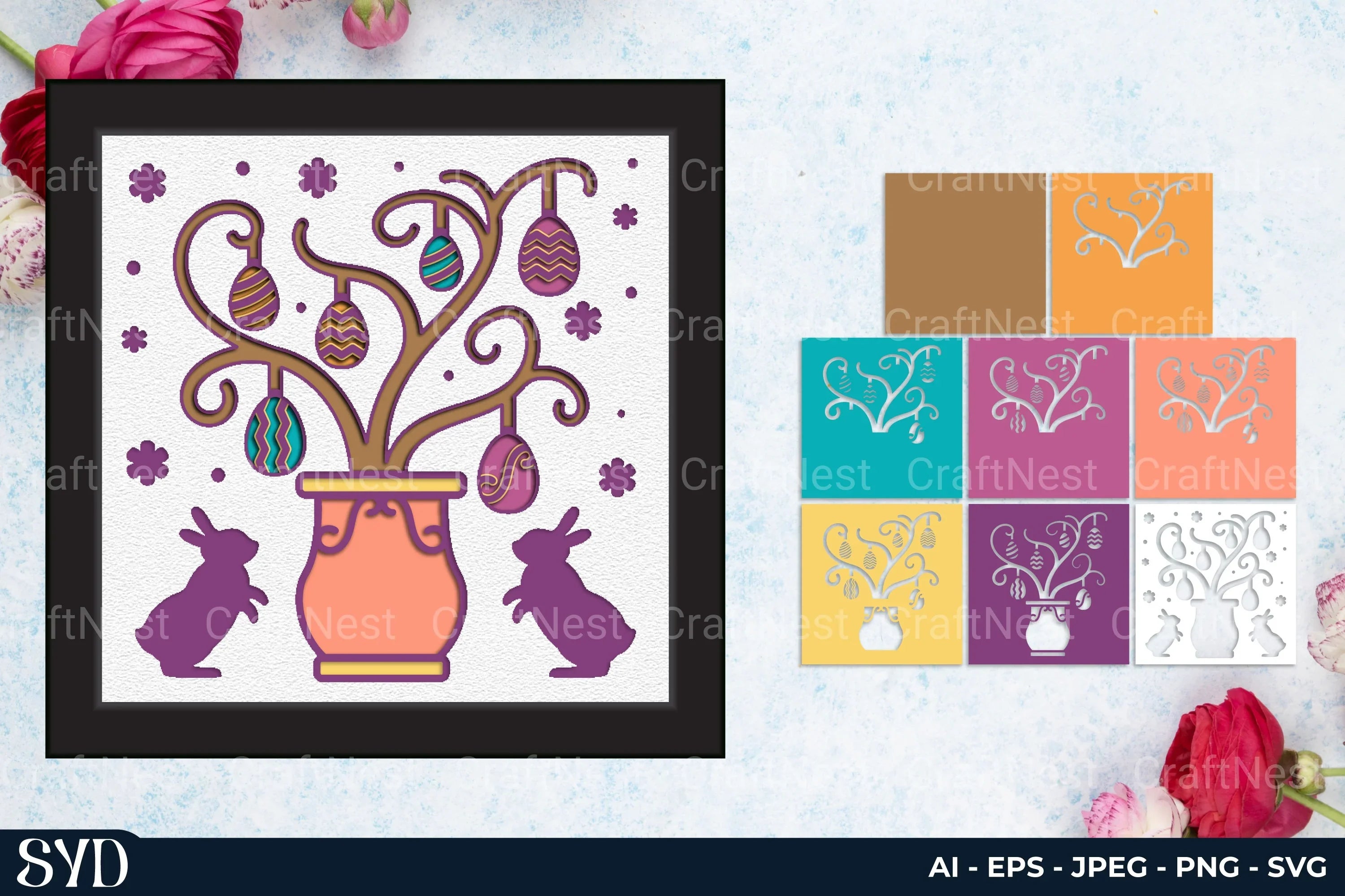 Easter Egg 3D Layered Papercut SVG Bundle - CraftNest - Digital Crafting and Art