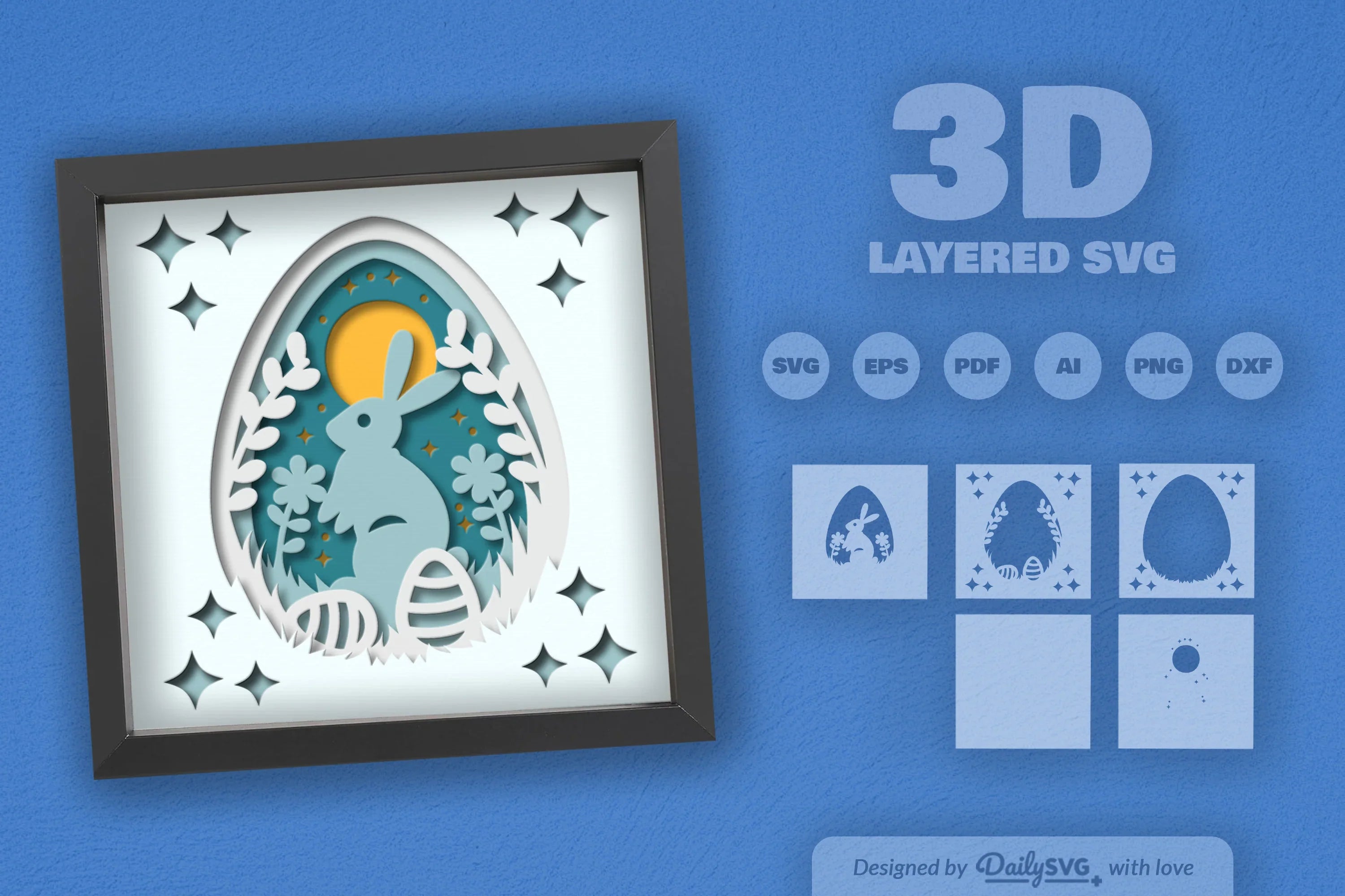 Easter Bunny Papercut SVG Bundle 1 - CraftNest - Digital Crafting and Art