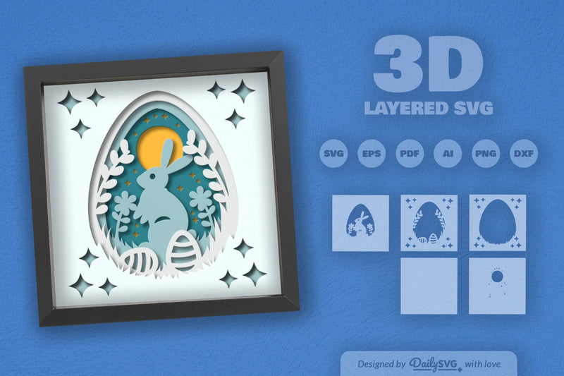 Easter Bunny Papercut SVG Bundle 1 - CraftNest - Digital Crafting and Art