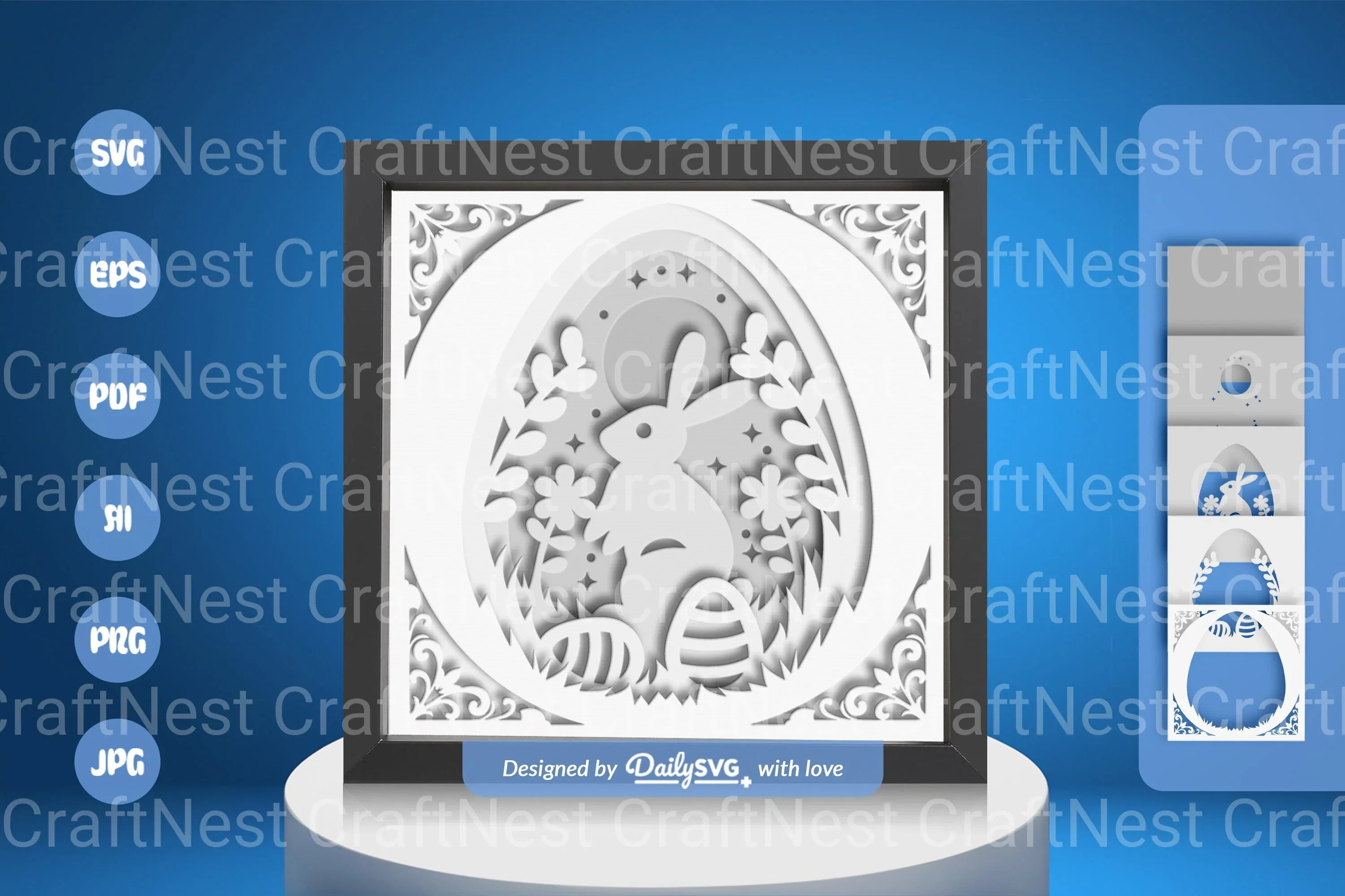 Easter Egg Bunny White Papercut SVG Bundle