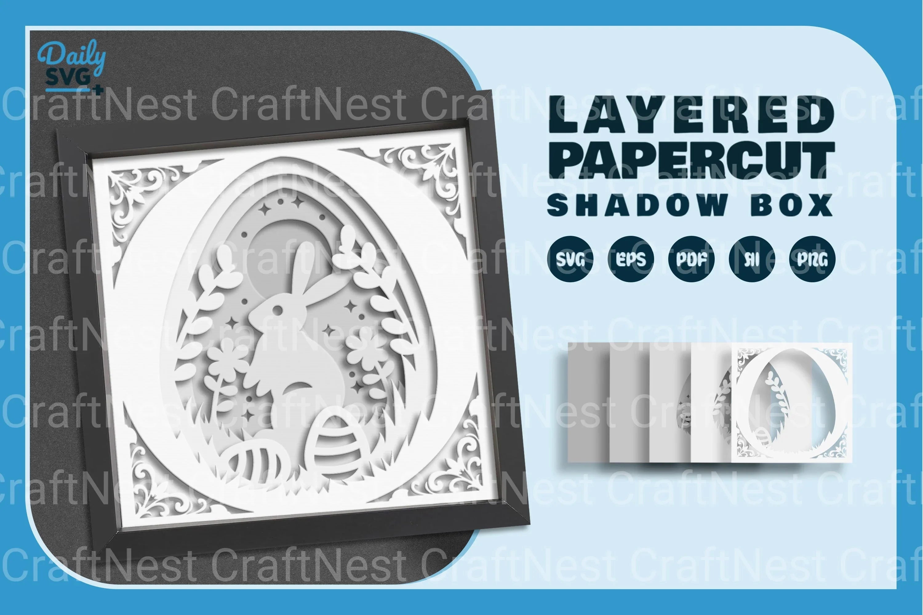 Easter Egg Bunny White Papercut SVG Bundle