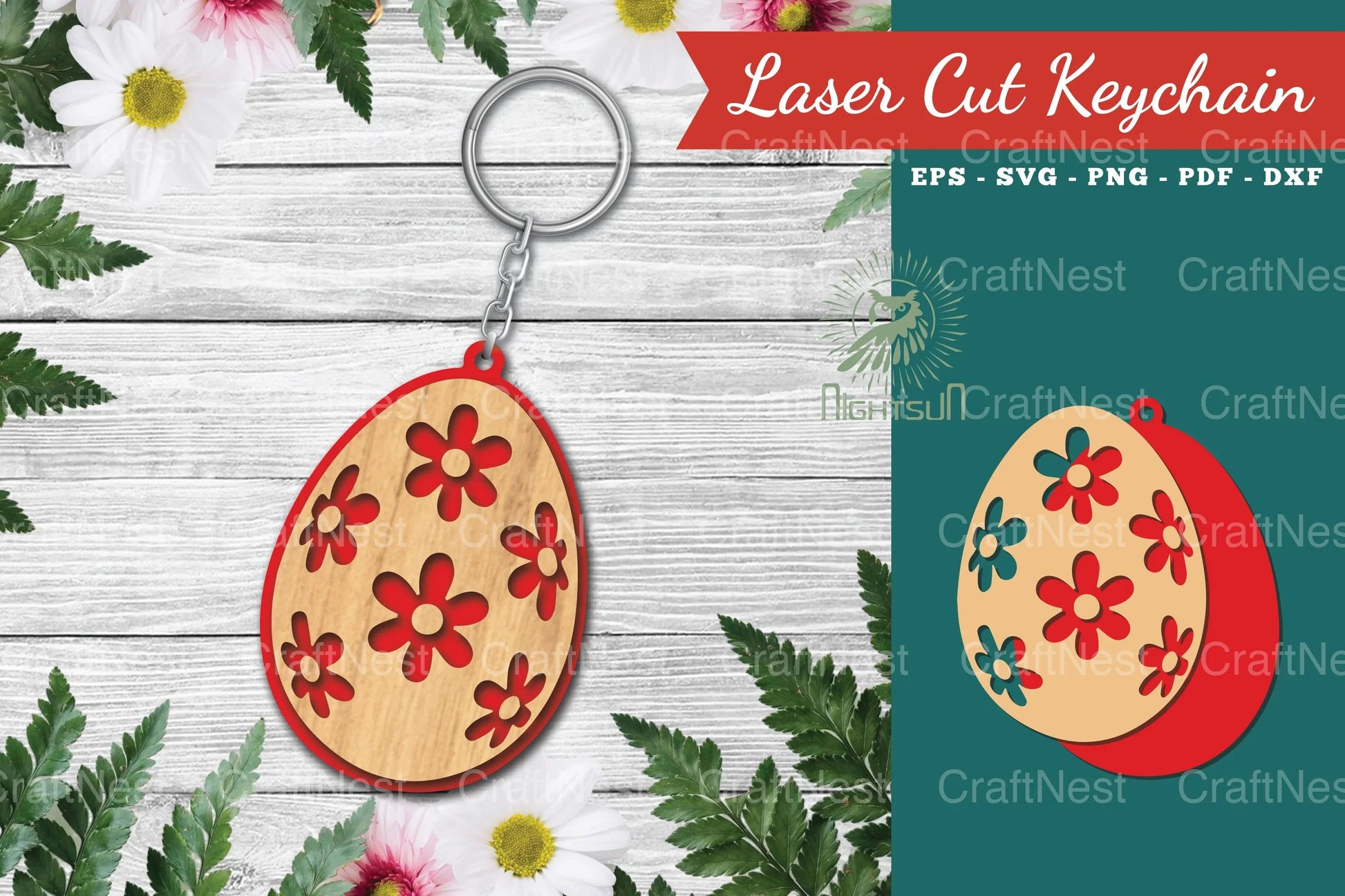 Easter Egg Laser Cut Keychain Bundle - CraftNest - Digital Crafting and Art