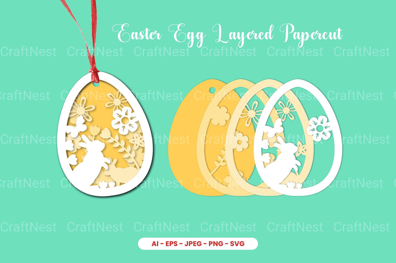 Easter Egg Layered Papercut SVG Bundle - CraftNest - Digital Crafting and Art