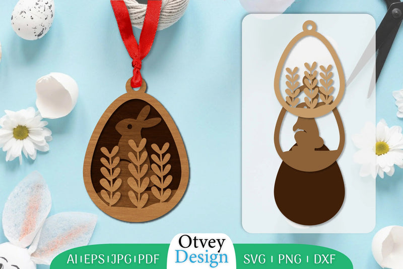 Easter Laser Cut Bunny Ornament SVG Bundle 8 - CraftNest - Digital Crafting and Art