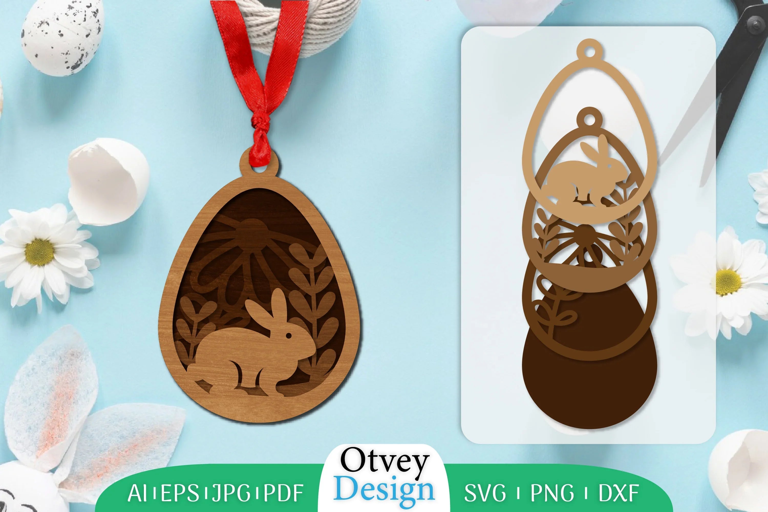 Easter Laser Cut Bunny Ornament SVG Bundle 11 - CraftNest - Digital Crafting and Art