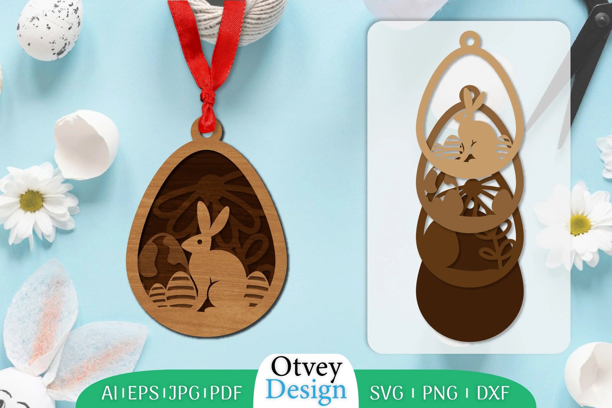 Easter Laser Cut Bunny Ornament SVG Bundle 12 - CraftNest - Digital Crafting and Art