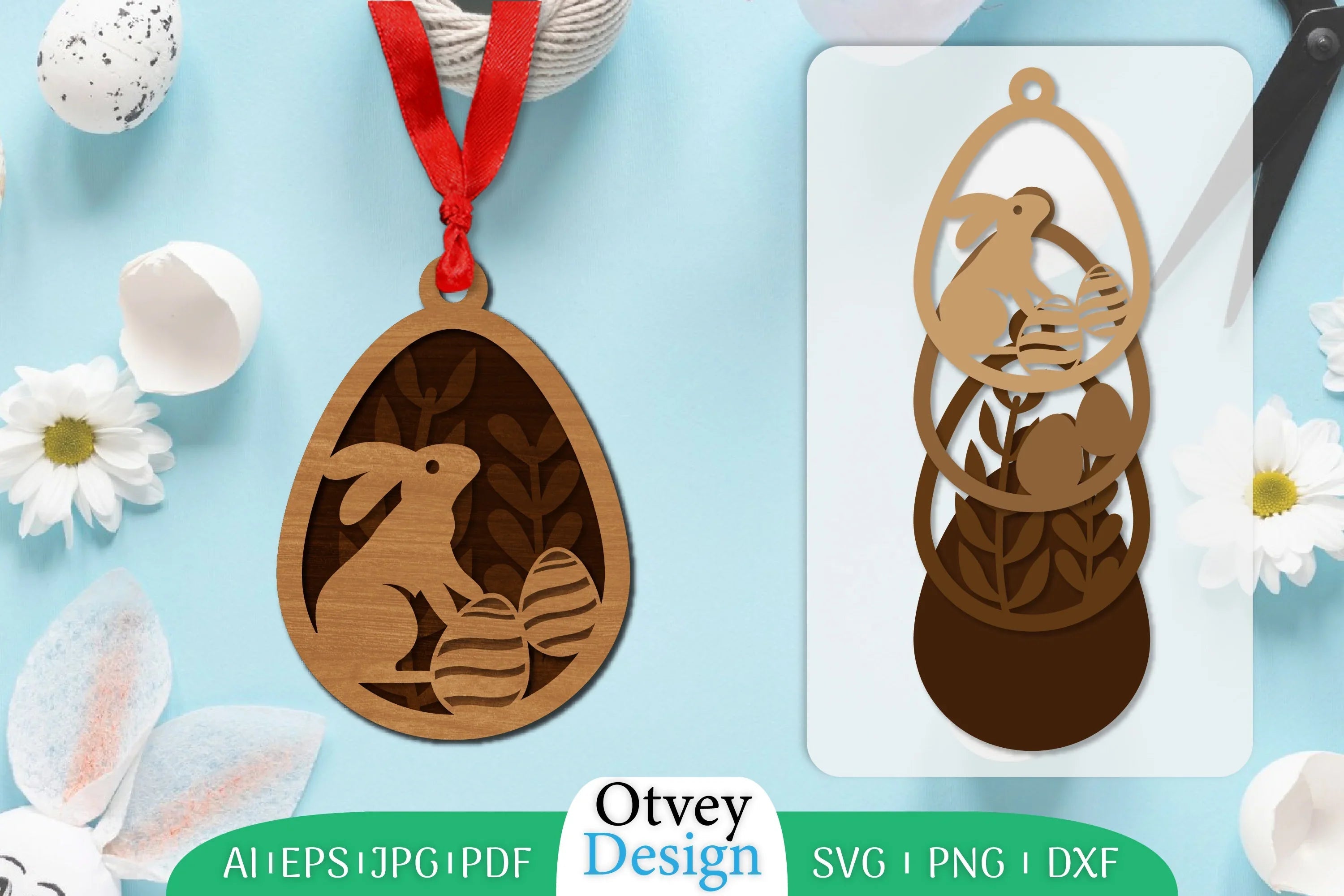 Easter Laser Cut Bunny Ornament SVG Bundle 14 - CraftNest - Digital Crafting and Art