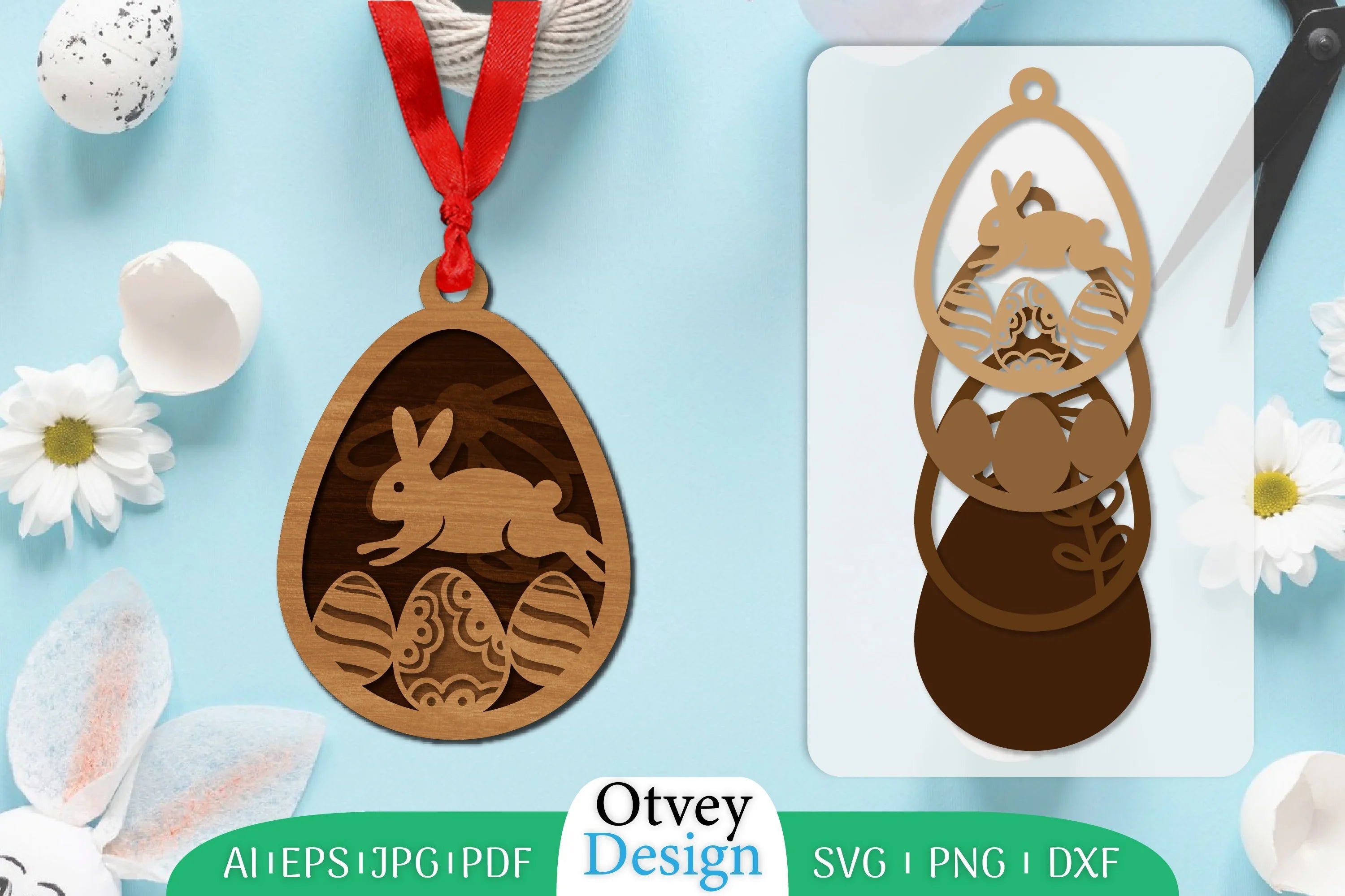 Easter Laser Cut Bunny Ornament SVG Bundle 16 - CraftNest - Digital Crafting and Art