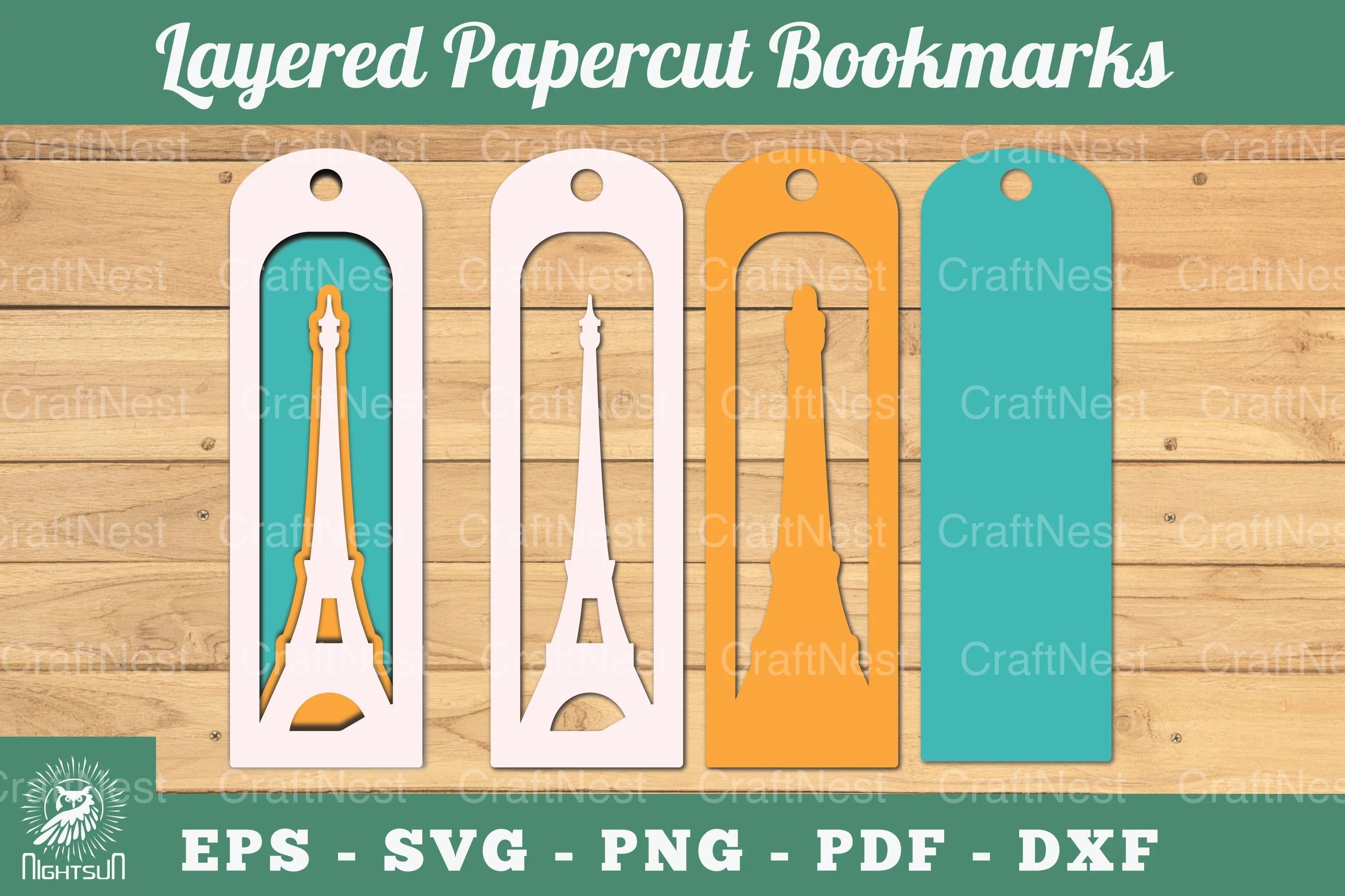 Eiffel Tower Layered Papercut Bookmarks Clipart Bundle - CraftNest - Digital Crafting and Art