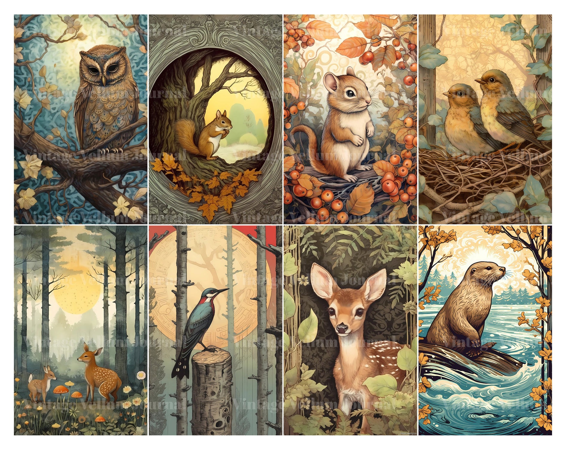 Woodland Animals Junk Journal Pages - CraftNest
