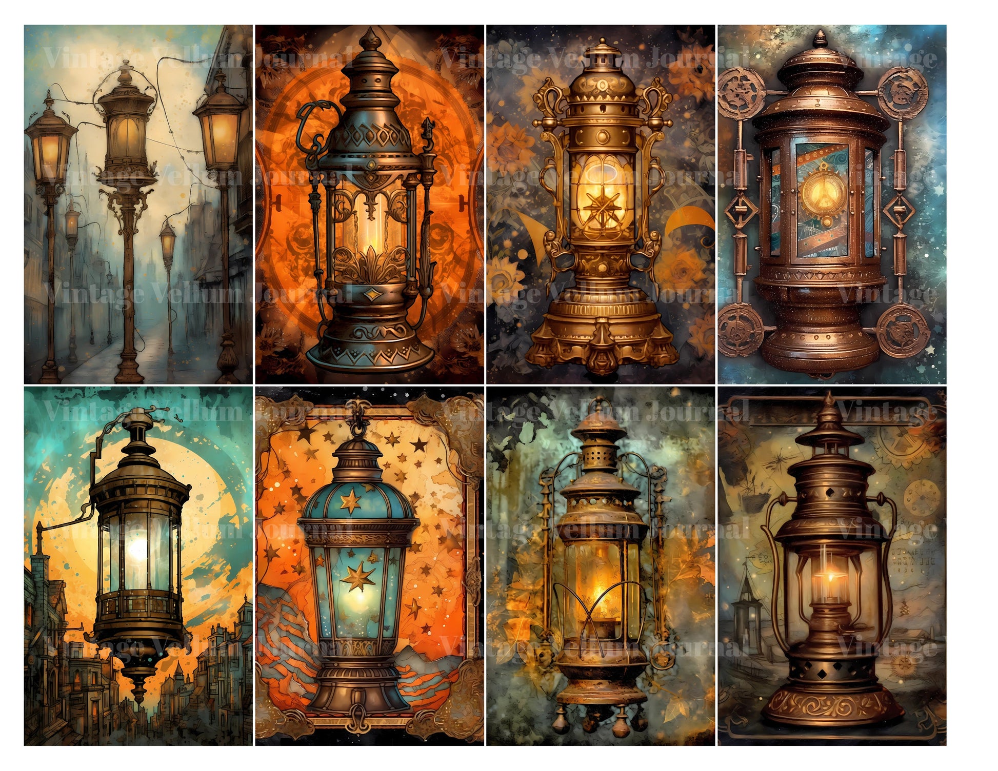 Steampunk Lanterns Junk Journal Pages - CraftNest