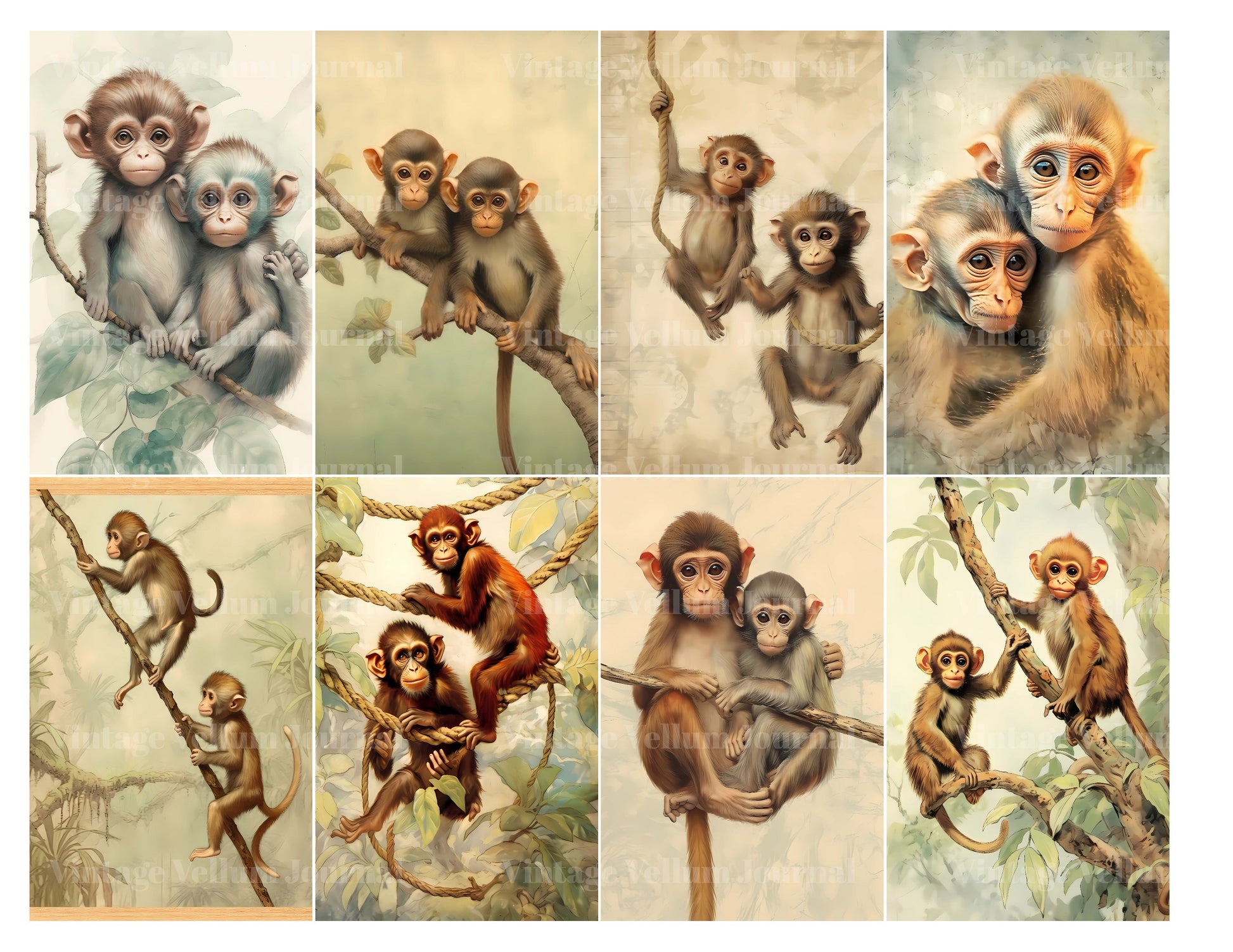 Baby Monkeys Junk Journal Pages - CraftNest