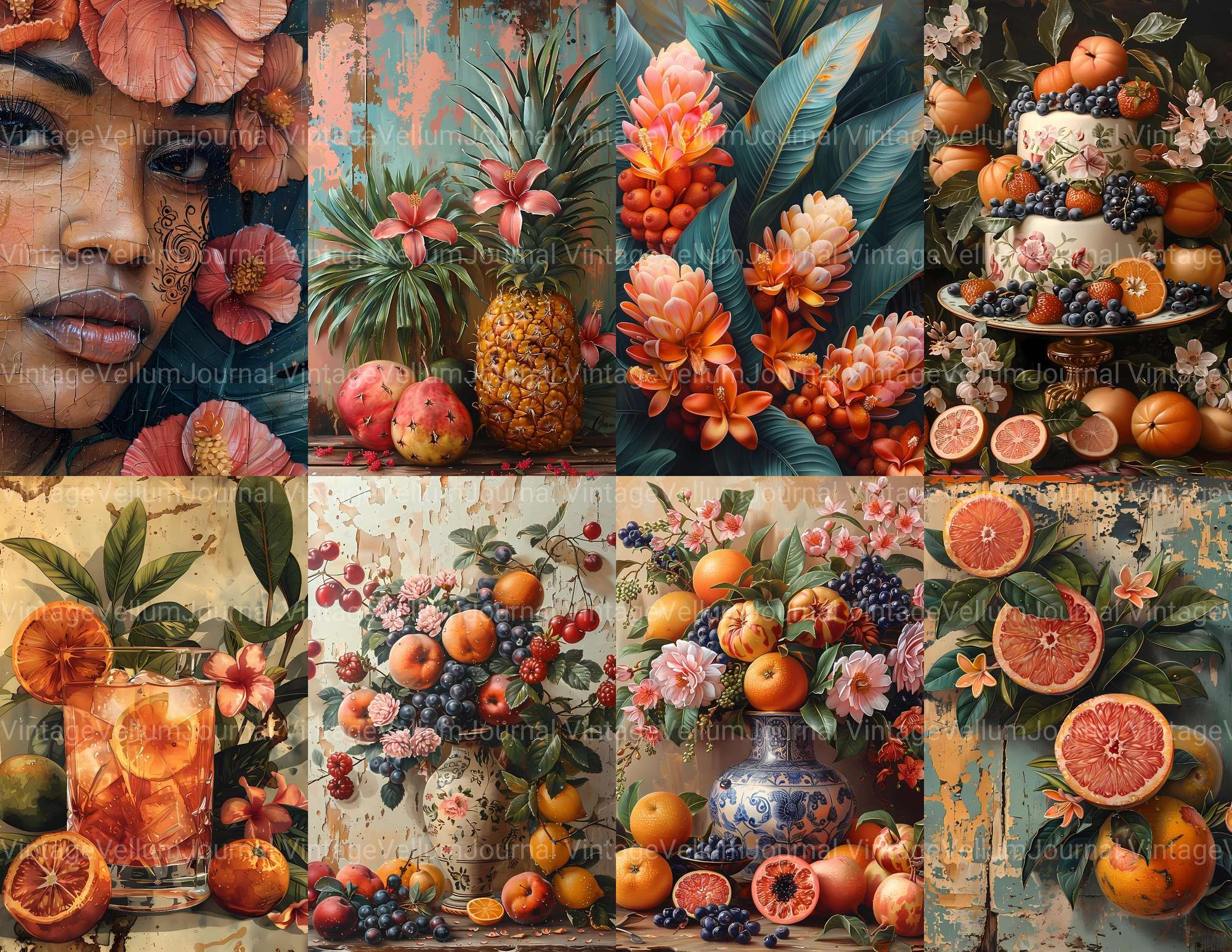 Tropical Fruit Junk Journal Pages - CraftNest - Digital Crafting and Art