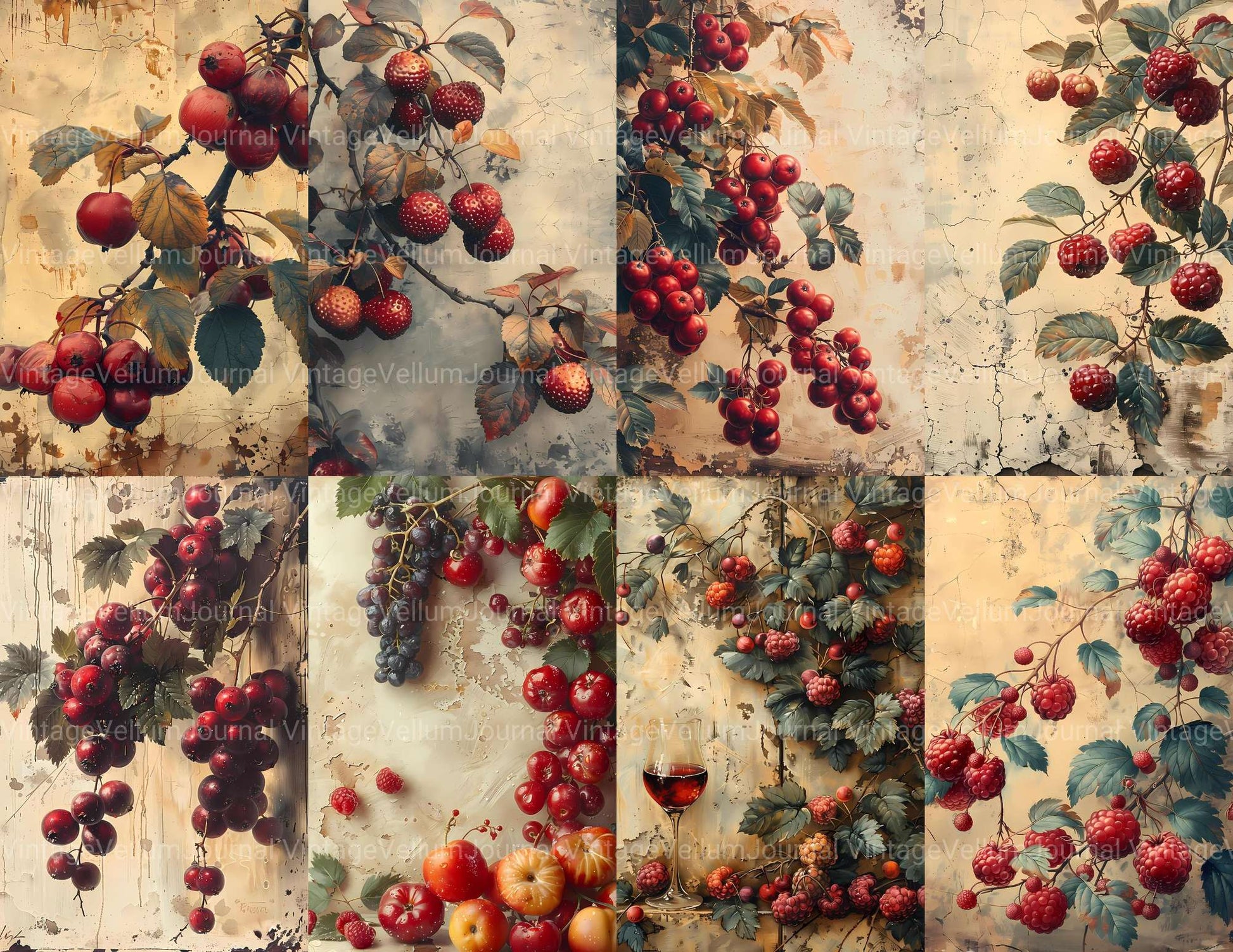 Red Fruit Junk Journal Pages - CraftNest - Digital Crafting and Art