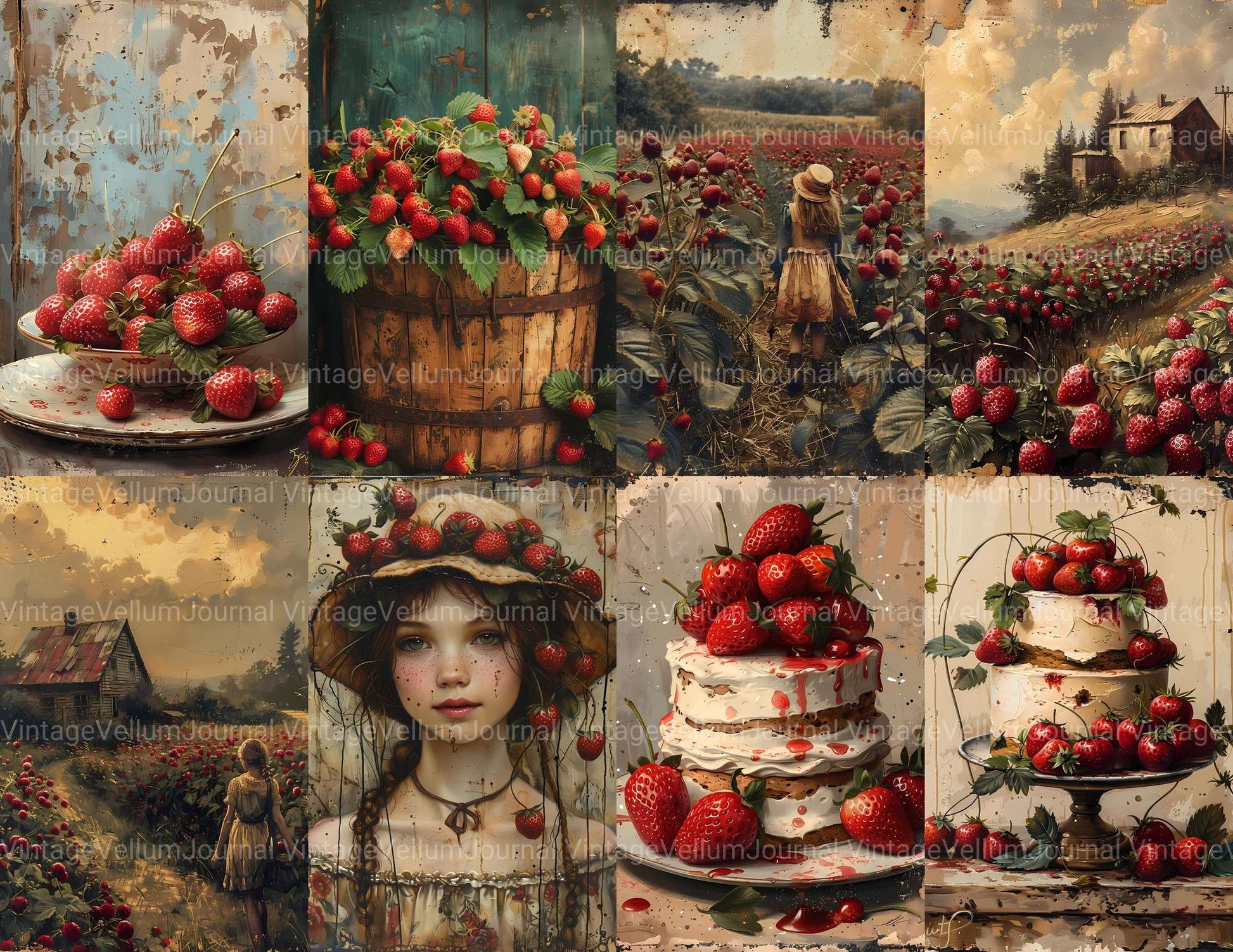 Strawberry Junk Journal Pages - CraftNest - Digital Crafting and Art