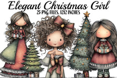 Elegant Christmas Girl Clipart Bundle - CraftNest - Digital Crafting and Art