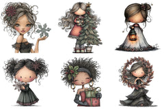 Elegant Christmas Girl Clipart Bundle - CraftNest - Digital Crafting and Art
