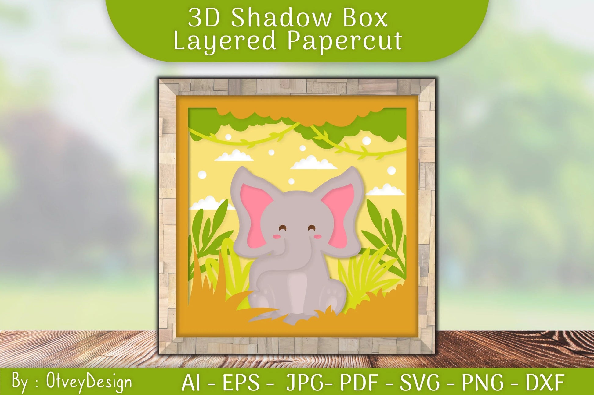 Elephant Animals Shadow Box Layered Papercut SVG Bundle - CraftNest - Digital Crafting and Art