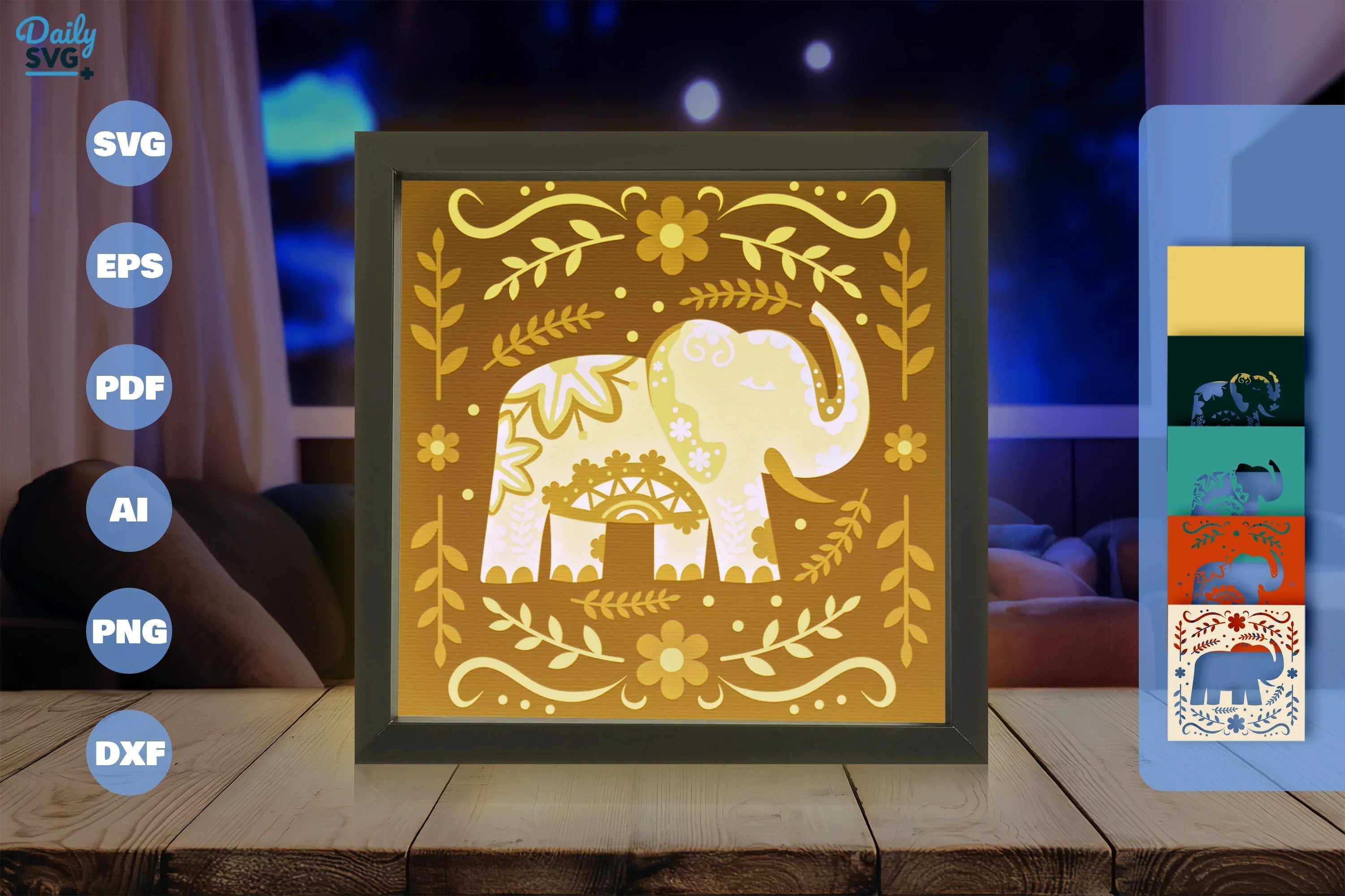 Elephant Folk Art Papercut SVG Bundle - CraftNest - Digital Crafting and Art