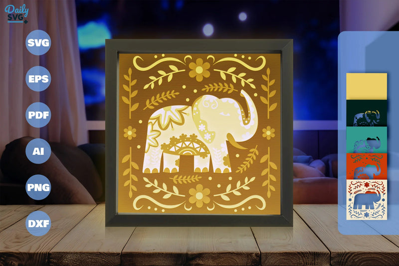Elephant Folk Art Papercut SVG Bundle - CraftNest - Digital Crafting and Art